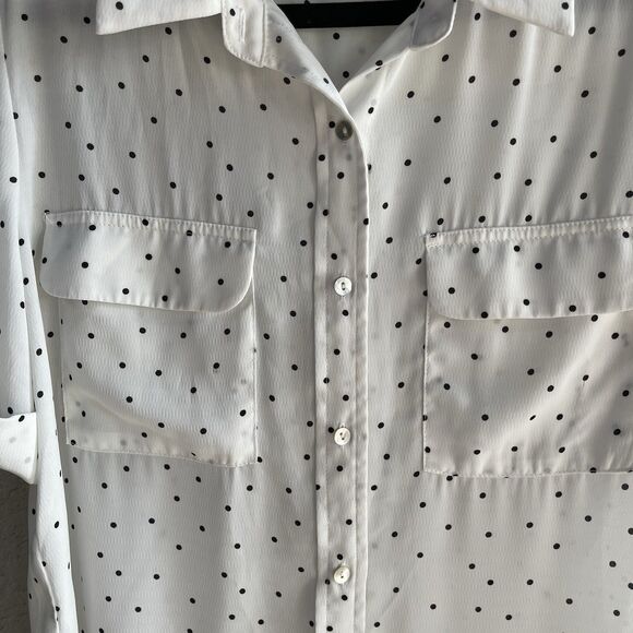 Love Stitch White & Black Polka Dot Two-Pocket Blouse – Size M - Picture 4 of 6